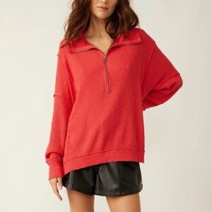 Free People Walk Away Tunic Red Racer Size S Oversized